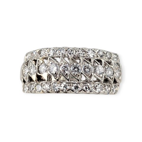 14KT WHITE GOLD VINTAGE STYLE DIAMOND BAND