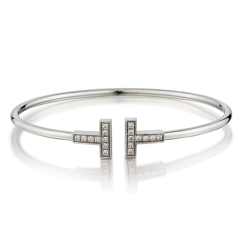 Tiffany & Co Diamond Wire Bracelet in 18kt White Gold. Size Small.