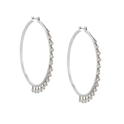 18kt White Gold Large Hoop Diamond Earrings. 30 x 0.69ct Tw