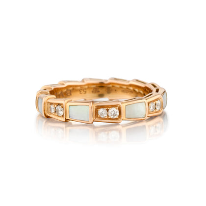 Bulgari Serpentini Viper Pearl and Diamond Ring in 18kt Pink Gold