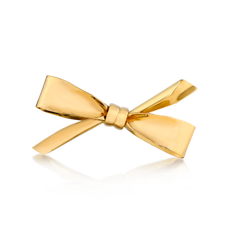18kt Yellow Gold Custom Made Bow Brooch. Weight: 25 Grams