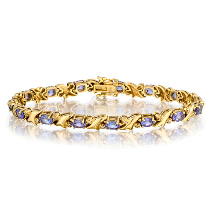 14kt Yellow Gold Tanzanite and Diamond Bracelet.