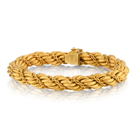 18kt Yellow Gold Braided Bracelet. Weight: 33.2 grams