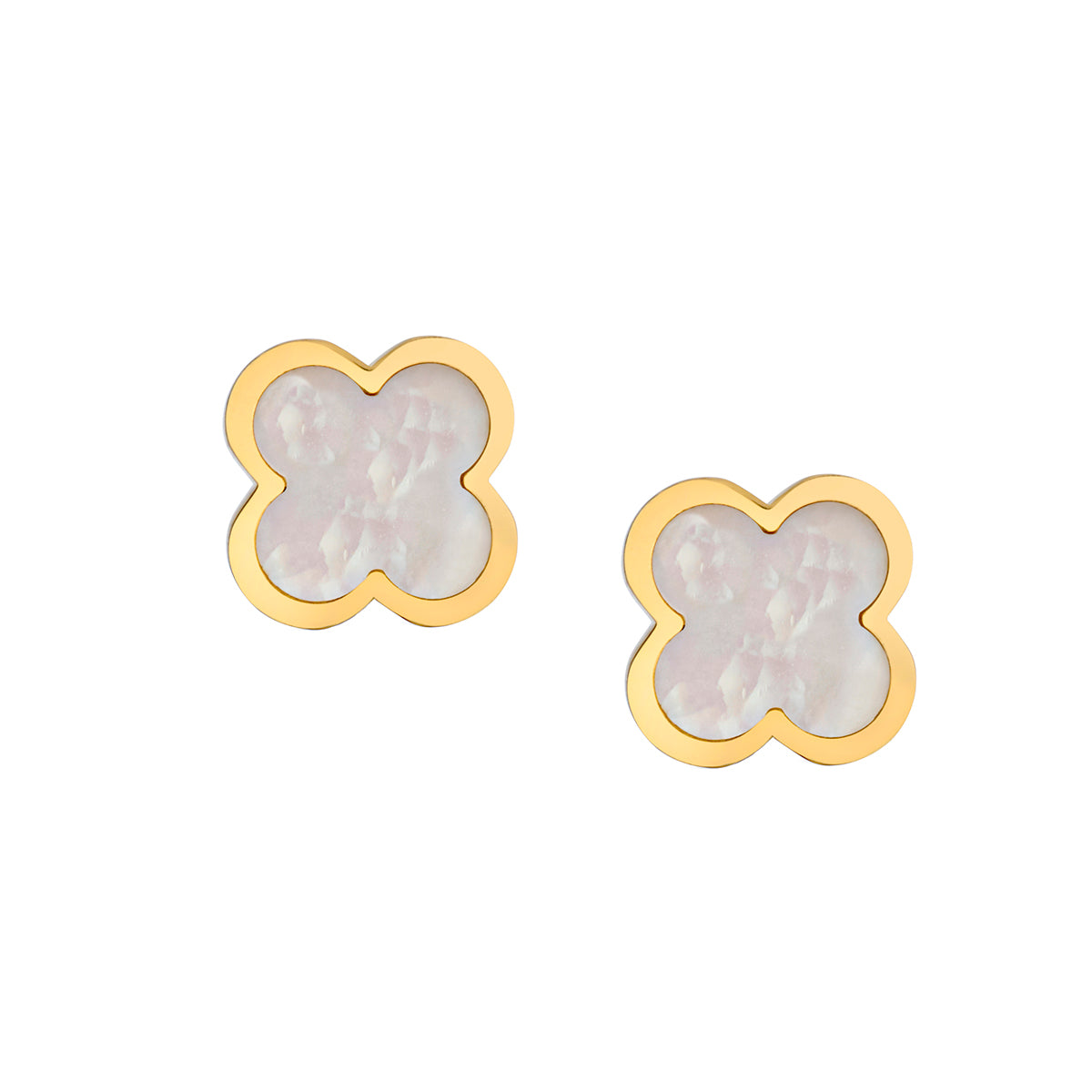 Van Cleef & Arpels Pure Alhambra Mother of Pearl Studs in 18kt Yellow Gold