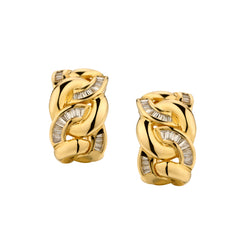 Ladies 18kt Yellow Gold Diamond Hoop Earrings. 1.00ct Tw