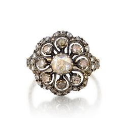 Victorian-era Vintage Rose Cut Diamond Cluster Ring. Circa 1890.