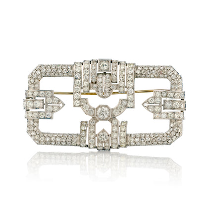 Unisex Vintage Platinum and Diamond Brooch. 8.00ct Tw