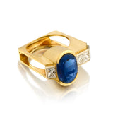 Ladies Custom 18kt Yellow Gold Blue Sapphire and Diamond by Gloria Bass