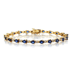 Ladies 14kt Yellow Gold Blue Sapphire and Diamond Bracelet