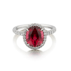 Tiffany & Co Platinum Unenhanced Red Spinel and Diamond Ring. 3.14 Carat