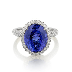 Tiffany & Co Platinum Tanzanite and Diamond Ring. 6.51ct Tanzanite