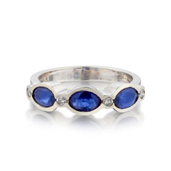 14kt White Gold Blue Sapphire and Diamond Ring