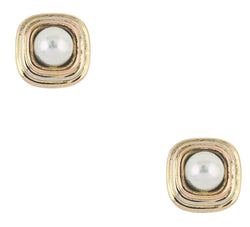 18KT YELLOW GOLD VINTAGE MABE PEARL EARRINGS