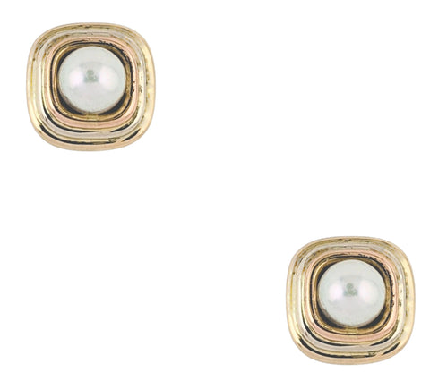 18KT YELLOW GOLD VINTAGE MABE PEARL EARRINGS