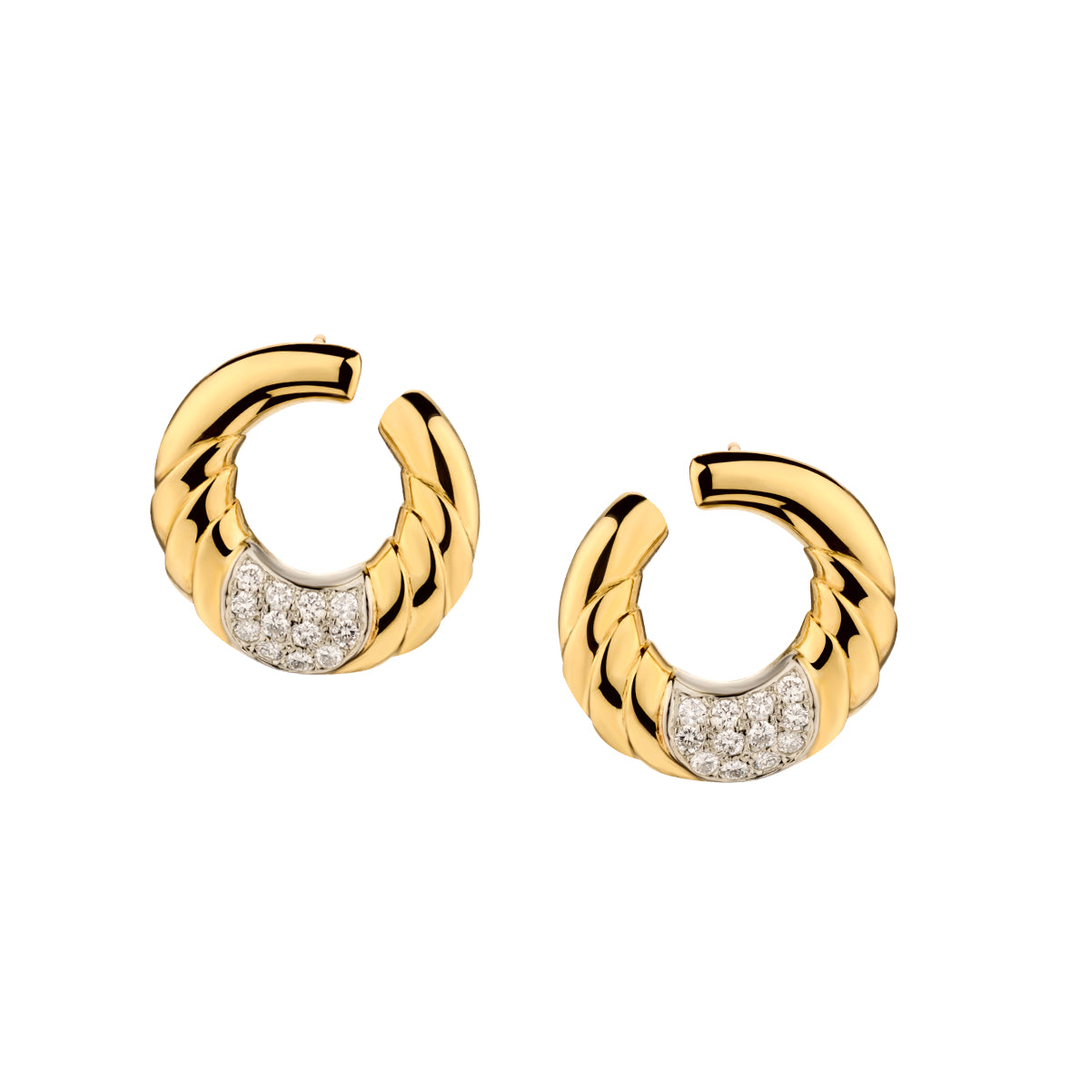 Ladies 18kt Yellow Gold Diamond Earrings. Weight: 10.76 grams