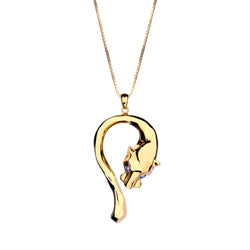 18kt Yellow Gold Lunging Panthere on Gold Chain.