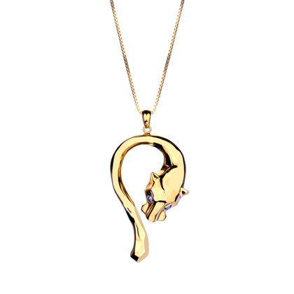 18kt Yellow Gold Lunging Panthere on Gold Chain.