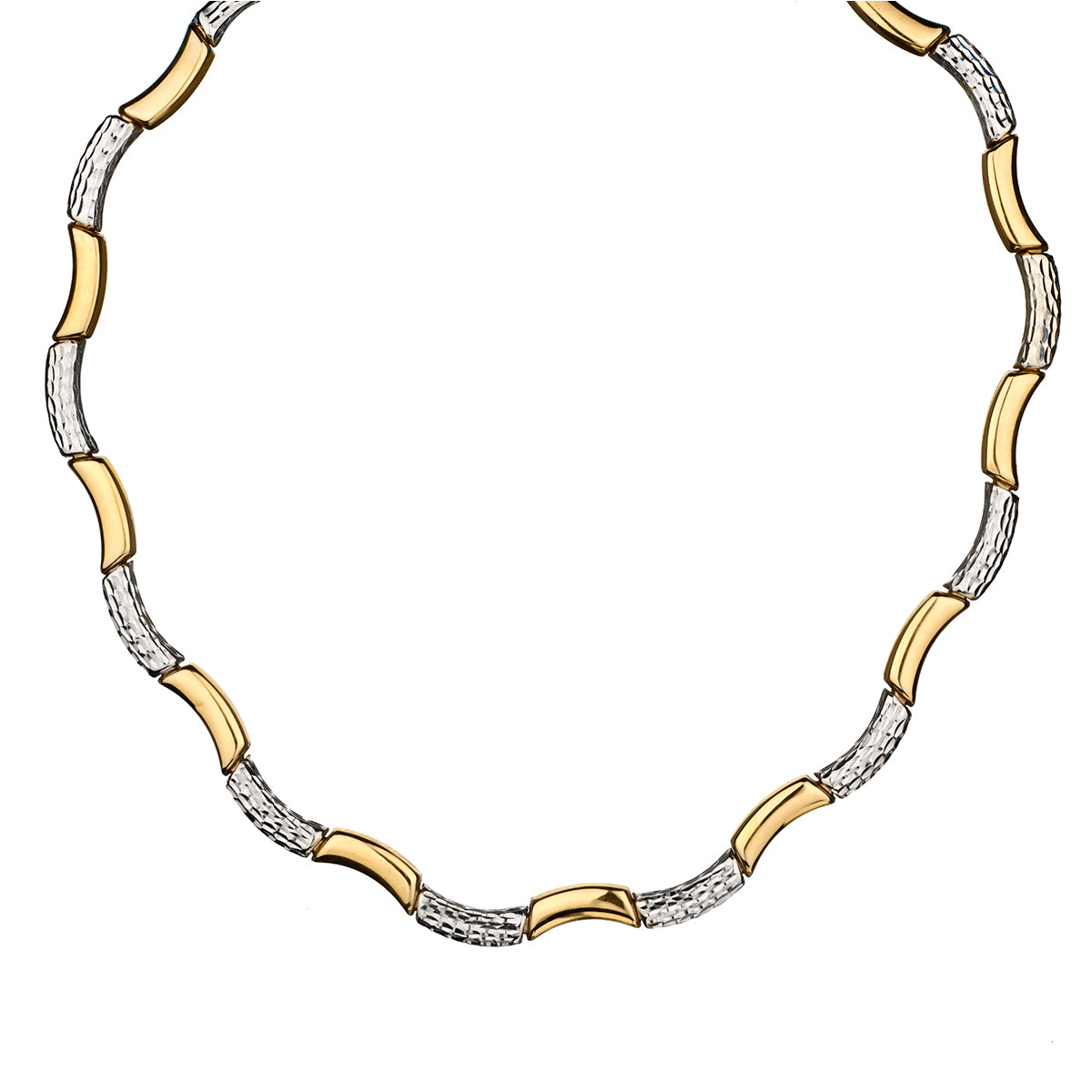 Ladies 14kt Two-Tone Scalloped Choker Necklace. 22.15 grams. Made in Italy