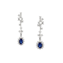 Ladies 14kt White Gold Blue Sapphire and Diamond Drop / Pendant Earrings.
