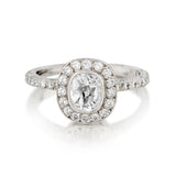 Platinum Custom Made Diamond Ring. 0.63 Cushion Cut