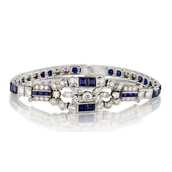 Birks Vintage Platinum Blue Sapphire and Diamond Bracelet.