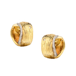 Roberto Coin 18kt Yellow Gold Elephant Skin Diamond Hoop Earrings.