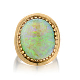 14kt Yellow Gold Large White Opal Ring. 15.00ct Oval Opal.