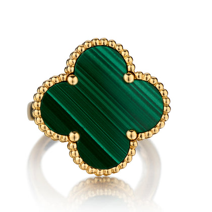 Van Cleef & Arpels Magic Alhambra Green Malachite Ring in 18kt Yellow Gold