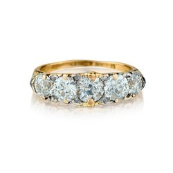 Vintage 18kt Yellow Gold Diamond Band. 2.55ct Tw Mine Cut Diamonds. Circa 1890