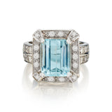 14kt White Gold Aquamarine and Diamond Ring. 7.00ct