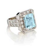 14kt White Gold Aquamarine and Diamond Ring. 7.00ct