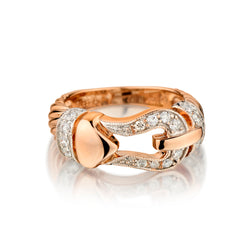 14kt Rose Gold Diamond Buckle Ring. 8.0 Grams