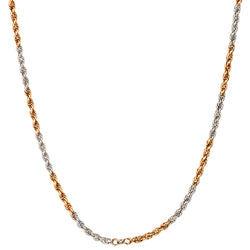 Vintage 9kt Rose and White Gold Rope Chain. 22" (L). 41.42 Grams