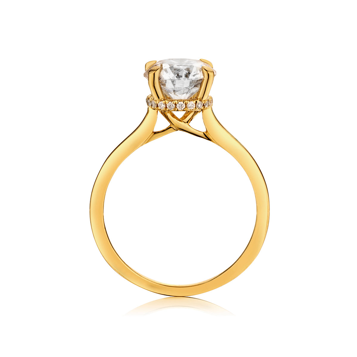 Ladies 18kt Yellow Gold Natural Diamond Solitaire Ring. 2.07ct