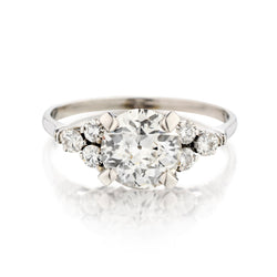 Ladies 18kt White Gold Diamond Ring. Natural 1.80ct European Cut Diamond