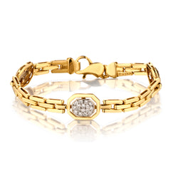 14kt Yellow Gold Diamond Bracelet. Weight: 18.7 grams