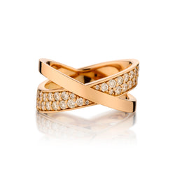 Tiffany & Co 18kt Rose Gold Wide Natural Diamond Ring. "Atlas X" Collection
