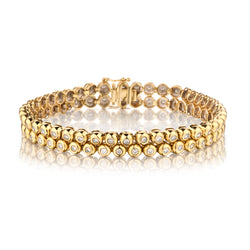 14kt Yellow Gold Diamond Double Strand Bracelet.