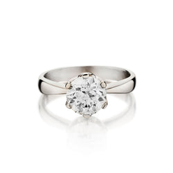 18kt White Gold Natural Diamond Solitaire Ring. 1.55 European Cut
