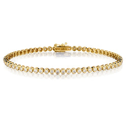 2.00 Carat Total Round Brilliant Cut Diamond Bezel 14kt YG Bracelet