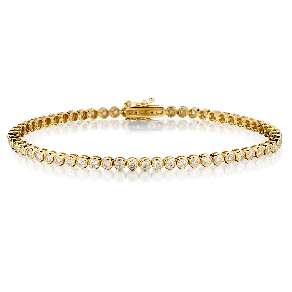 2.00 Carat Total Round Brilliant Cut Diamond Bezel 14kt YG Bracelet