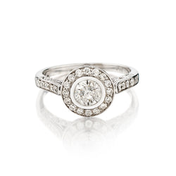 Ladies 18kt White Gold Diamond Halo Ring. 1.00ct Tw