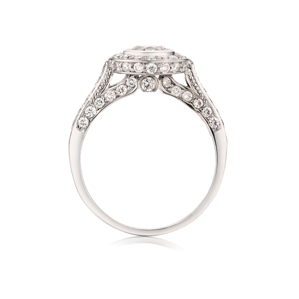 Ladies 18kt White Gold Natural Diamond Halo Ring. 1.00ct Tw