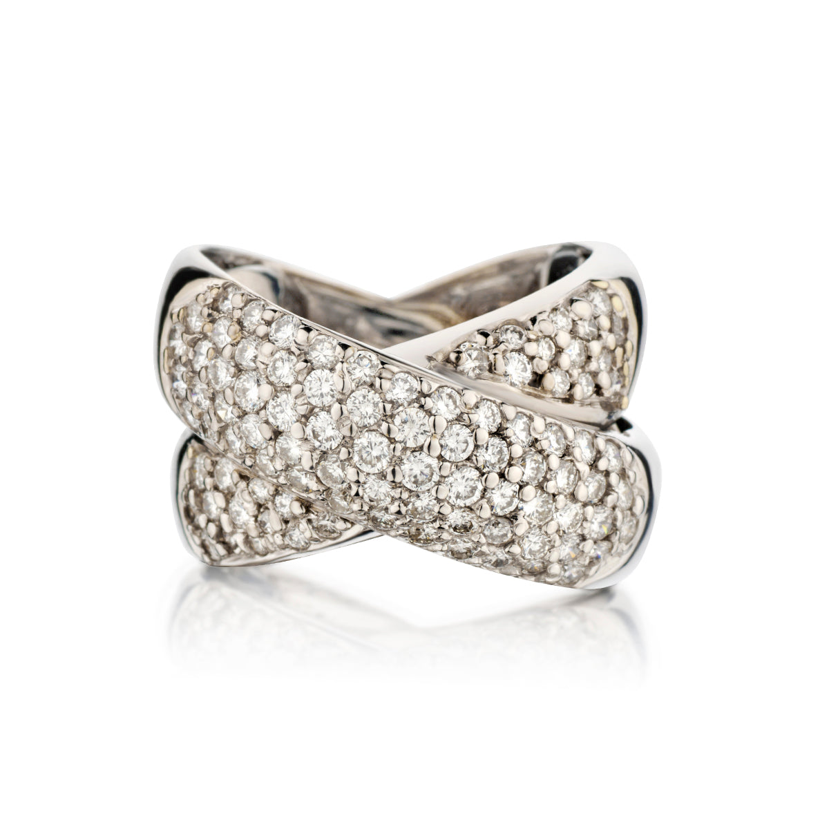 18kt White Gold Natural Diamond Crossover Ring. 2.00ct Tw