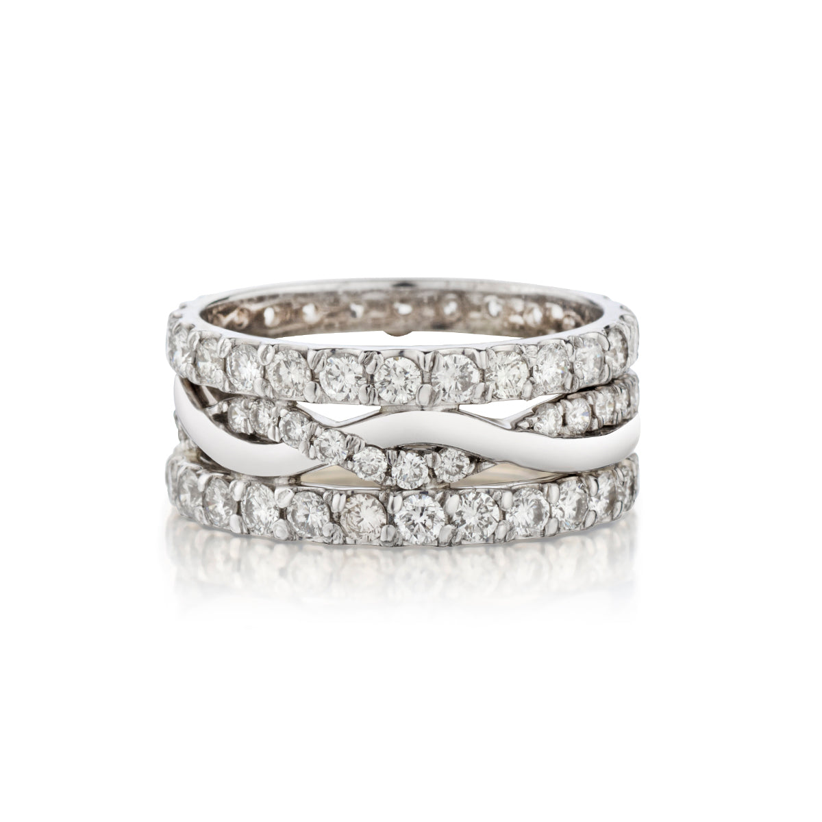 Ladies 14kt White Gold Wide Natural Diamond Eternity Band. 1.80ct Tw