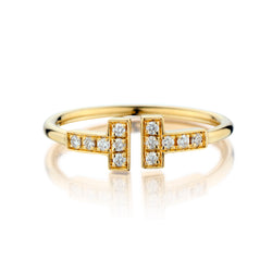 Tiffany & Co T Wire Diamond Ring in 18kt Yellow Gold.