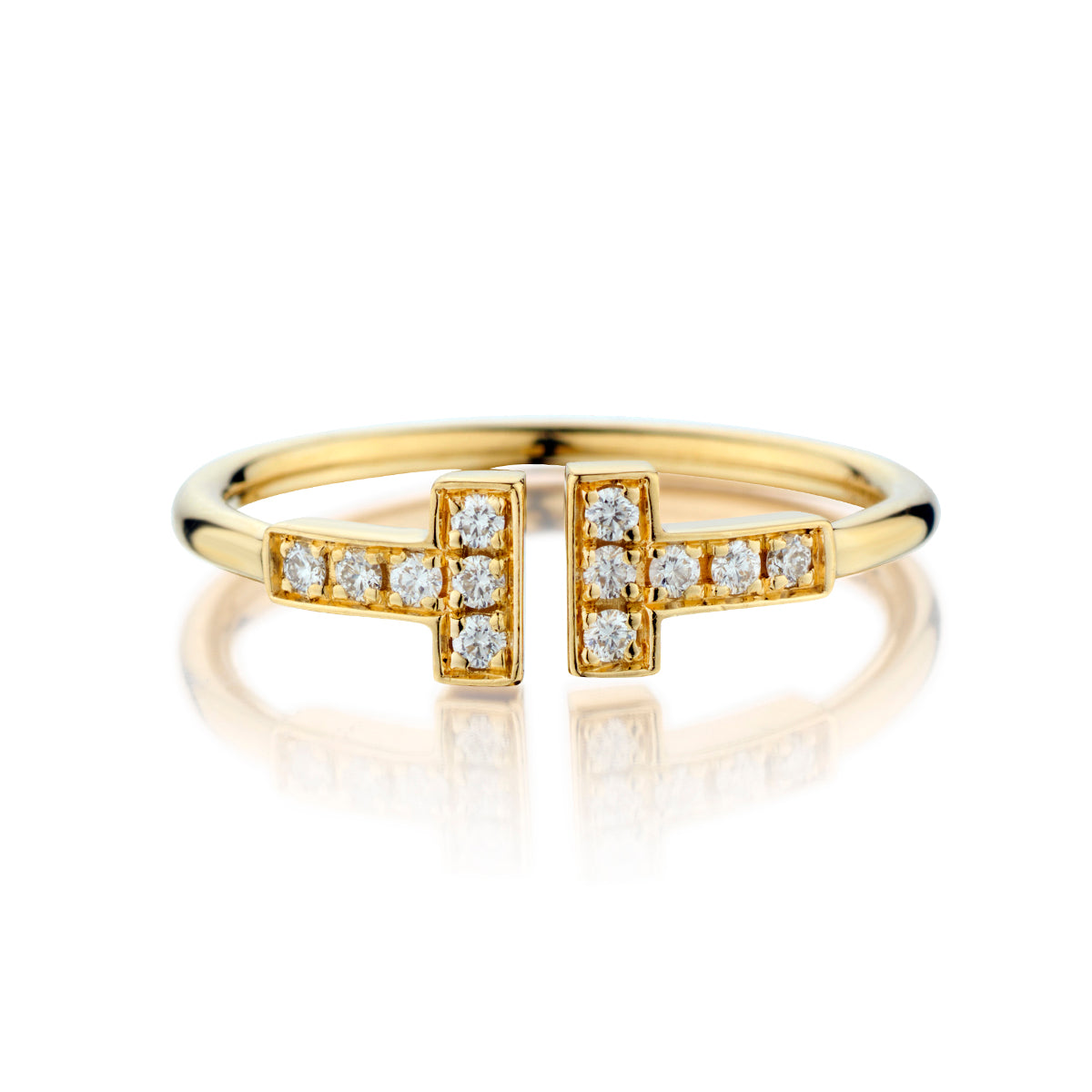 Tiffany & Co T Wire Diamond Ring in 18kt Yellow Gold.