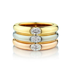Cartier 18kt Tri -Colour Band .Yellow, Pink and White Gold  Diamond ring. Size: 49 (5 US)