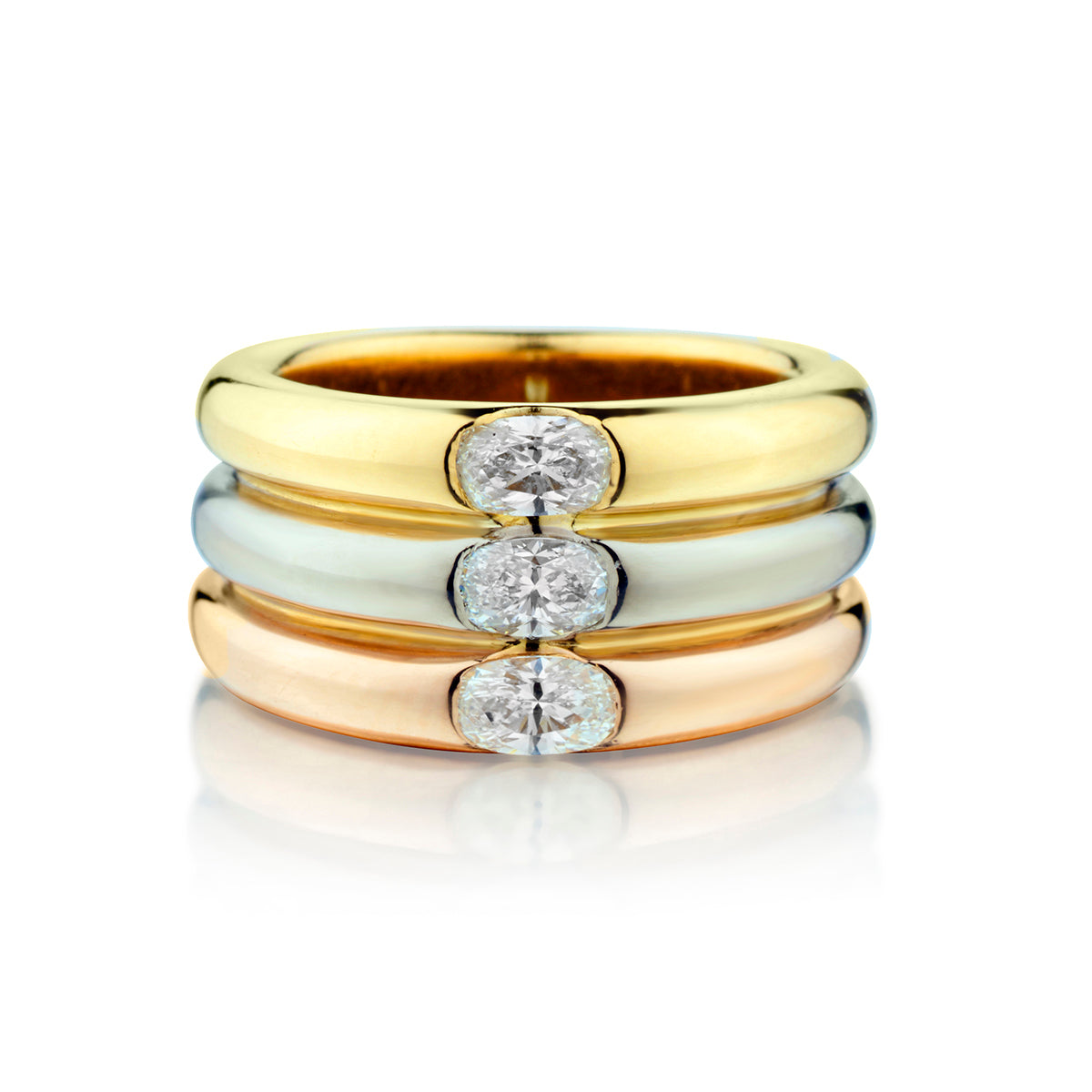Cartier 18kt Tri -Colour Band .Yellow, Pink and White Gold  Diamond ring. Size: 49 (5 US)