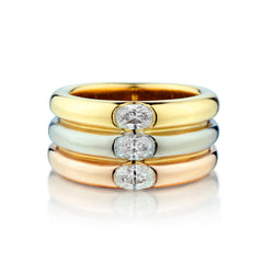 Cartier 18kt Tri Band Yellow, Pink and White Gold  Diamond ring. Size: 49 (5 US)